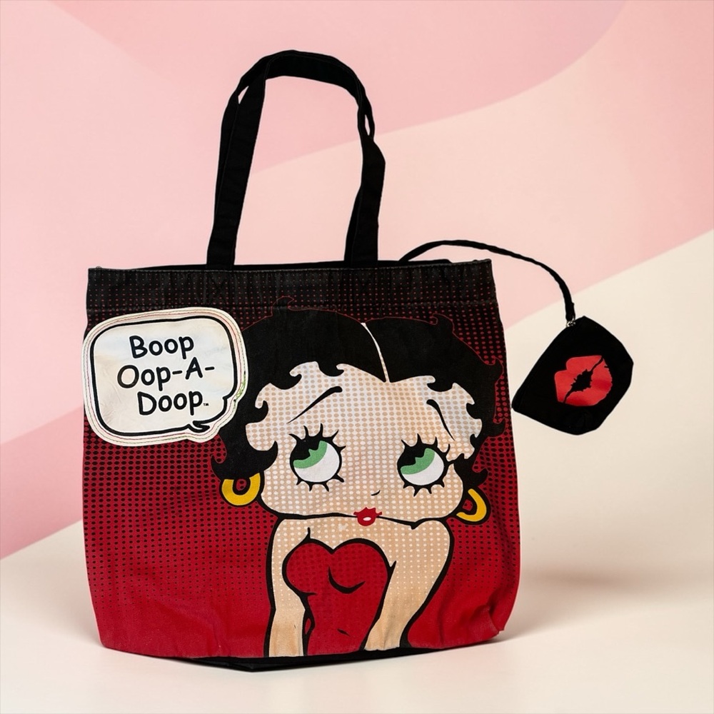 Betty Boop Tote Bag Boop Oop A Doop Red Black Canvas Shopper Bag